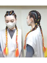 エクステ専門店ミキ 横浜店(MIKI)&nbsp;【ボクサーブレイズ】コーンロウ4本ツインテールエクステ2本♪