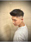 "男前"アップバングメンズビジネスフェードスタイル/田町/理容室