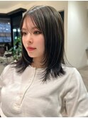顔周りレイヤー　韓国ヘア　オリーブアッシュ【天神/今泉】