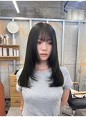 ダブルカラー/大人ボブ/黒髪スタイル/髪質改善/縮毛矯正