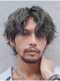 メンズミディアムパーマツイストスパイラルパーマセンターパート