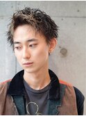 ポイントカラーシルバーベージュ　アップバング　下北沢