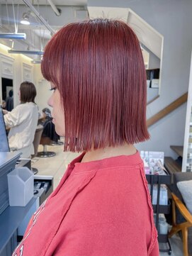 テトラ バイ ネオリーブ 横浜西口店(tetra by neolive) レッドカラー　切りっぱなしボブ　秋カラー　横浜 N