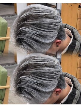 ステラ(STELLA) メンズ/バレイヤージュ/センターパート/ブリーチ＆ダブルカラー