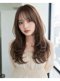 レイヤーカットくびれ巻き韓国ヘアミディアムレイヤー