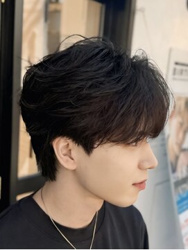 バース 河原町店(BIRTH) 韓国へアカルマパーマワックスなしセンターパート黒髪ウルフ