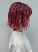 bob(切りっぱなしボブ、くすみピンク、チェリーレッド)