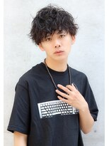 ネイビー(NAVY)&nbsp;ジャンボスパイラルマッシュ ウェービー 強めパーマ 黒髪