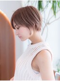 20代30代大人かわいい/シルキーベージュ/ショートボブ/前髪