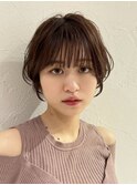 前髪あり耳掛け丸みくびれショートボブ20代30代40代50代(蘭)