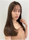 シースルーバング 美髪 ストレート ブラウンカラー 透明感
