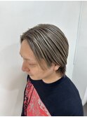 メンズバレイヤージュ_ウルフカット_白髪ぼかし_ブリーチ(巣鴨
