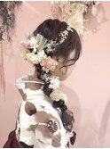 袴着付け　サイド編みおろしヘアアレンジ　卒業式　謝恩会