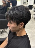 メンズカットパーマフェザーパーマセンターパート刈り上げ