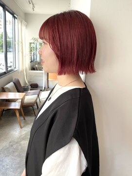 ヘアーアイストゥーレ(HAIR ICI TRE) ブリーチなしカラーピンクレッドラベンダーオレンジ  担当渡辺聖