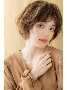 カバーヘア ブリス 川口(COVER HAIR bliss) ゴールドベージュ大人ハイライト小顔ミニボブZ川口10代20代30代