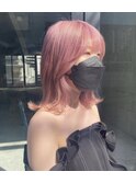 シアーピンクカラー/ミディアムヘア