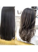 バレイヤージュビフォーアフター【山口美容室SHALLTIA】