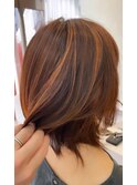 【大人オレンジハイライトカラー】