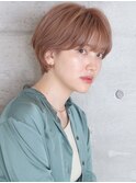 ショートボブ/ショートカット/ショートヘア/ピンクベージュ