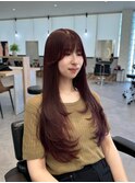 ロングハイレイヤー×大人っぽボルドー