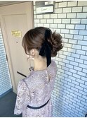 アップスタイル ベロアリボン 結婚式 参列ヘア イベントヘア