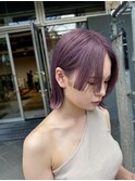 ハイトーンラベンダー×パツっとボブ