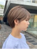 ショート ショートボブ ハイライトカラー 縮毛矯正 夏