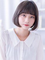 モッズヘア 越谷(mod's hair)&nbsp;ぱっつん前髪グレーアッシュワンカールボブa越谷20代30代40代