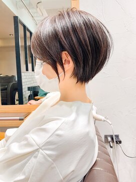 マグ ギンザ(mag ginza) 絶壁解消×マロンベージュ×40代×前髪長め大人ショートボブ永