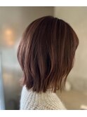 美髪/切りっぱなしボブ/ピンクベージュ