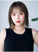 ◯薄めバング短めバングフェイスレイヤーカット切りっぱなしボブ
