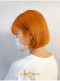 ★オレンジ/暖色/ボブ/小顔レイヤー/ハイトーンカラー【JUNYA】