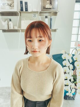 アグ ヘアー ベルス 大谷店(Agu hair BELLUS) 切りっぱなしボブ×アプリコットブラウン◎
