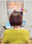 ピンクオレンジブラウンの温かみのあるミニボブ!