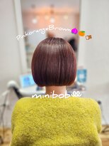 ヘアーリビングリコ 新潟笹口店(hair living Liko)&nbsp;ピンクオレンジブラウンの温かみのあるミニボブ!