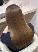 艶髪 縮毛矯正 ロング ストレート ベージュカラー 20代30代 美髪