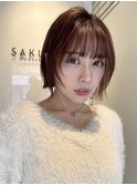 切りっぱなしショートボブ×ぱっつん前髪×フェイスレイヤー
