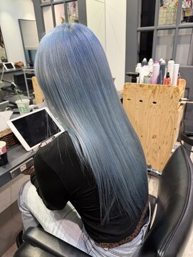 グロウ 渋谷西口(grow) ペールブルーシルバーアイスブルーアクアブルーハイトーンロング