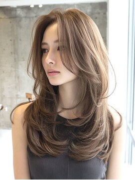 エレノア トーキョー 恵比寿(ELEANOAH TOKYO) 前髪長めレイヤーカットデザインカラー、フェイスフレーミング