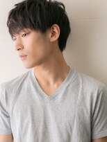 メンズヘア ビーセカンド 草加店(MENS HAIR B-2) 20代30代くせ毛風ダークアッシュ刈り上げない束感ショートY草加