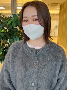 バランス ヘアーアンドアイラッシュ 野田店(balance.) 切りっぱなしボブ×ブラウンベージュ