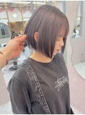 ダブルカラーミルクティーベージュカラーケアブリーチ韓国ボブ