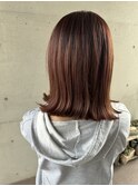 大人可愛い外ハネボブアッシュブラウン20代30代暖色系カラー