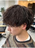 波巻きパーマメンズパーマメンズヘアツーブロックツイストパーマ
