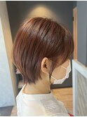 丸みショート×オレンジブラウン