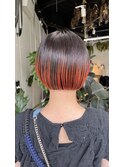 オレンジ　ボブ　ダブルカラー　髪質改善