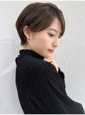 前髪あり耳掛け丸みくびれ大人ショートボブ20代30代40代50代＊
