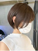 天神ショートボブヘアショートカットボブ前下がりボブ前髪なし