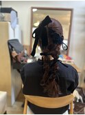 ポニーテールツイン編み下ろし